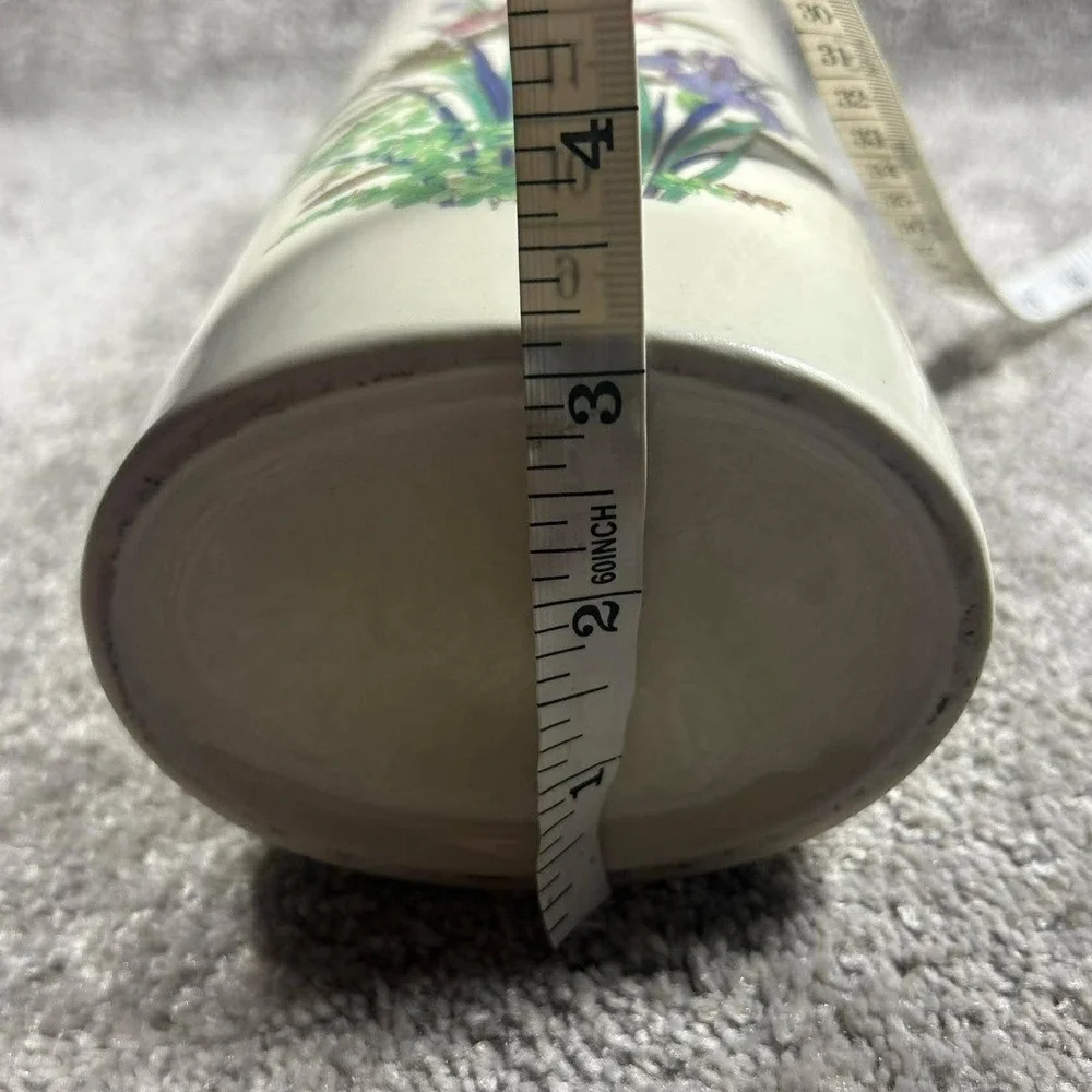 Floral Iris Vase Cream‎ Purple Ceramic Made in Japan Home Decor